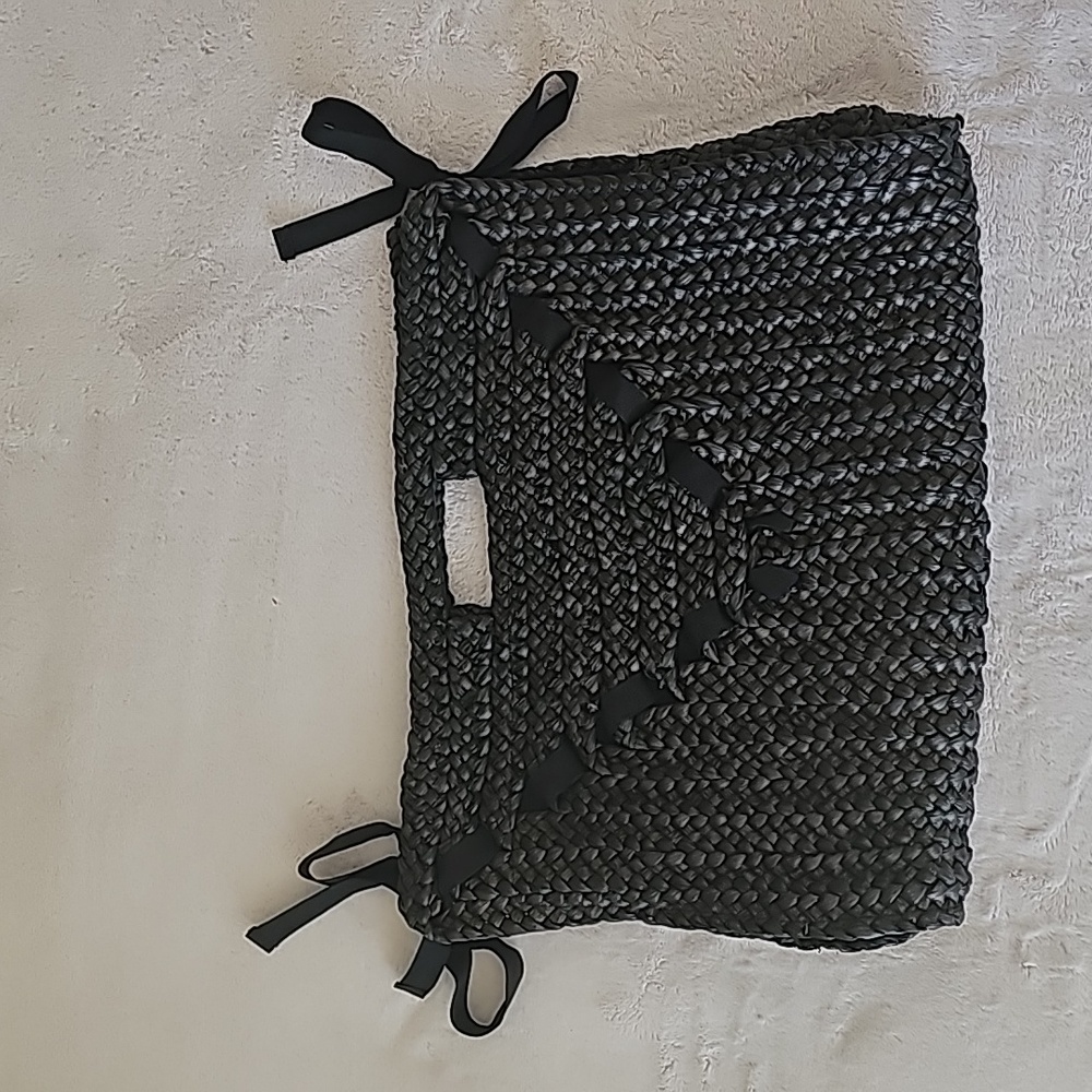 Old Navy Straw Paper Crochet Oversize Clutch/Purse